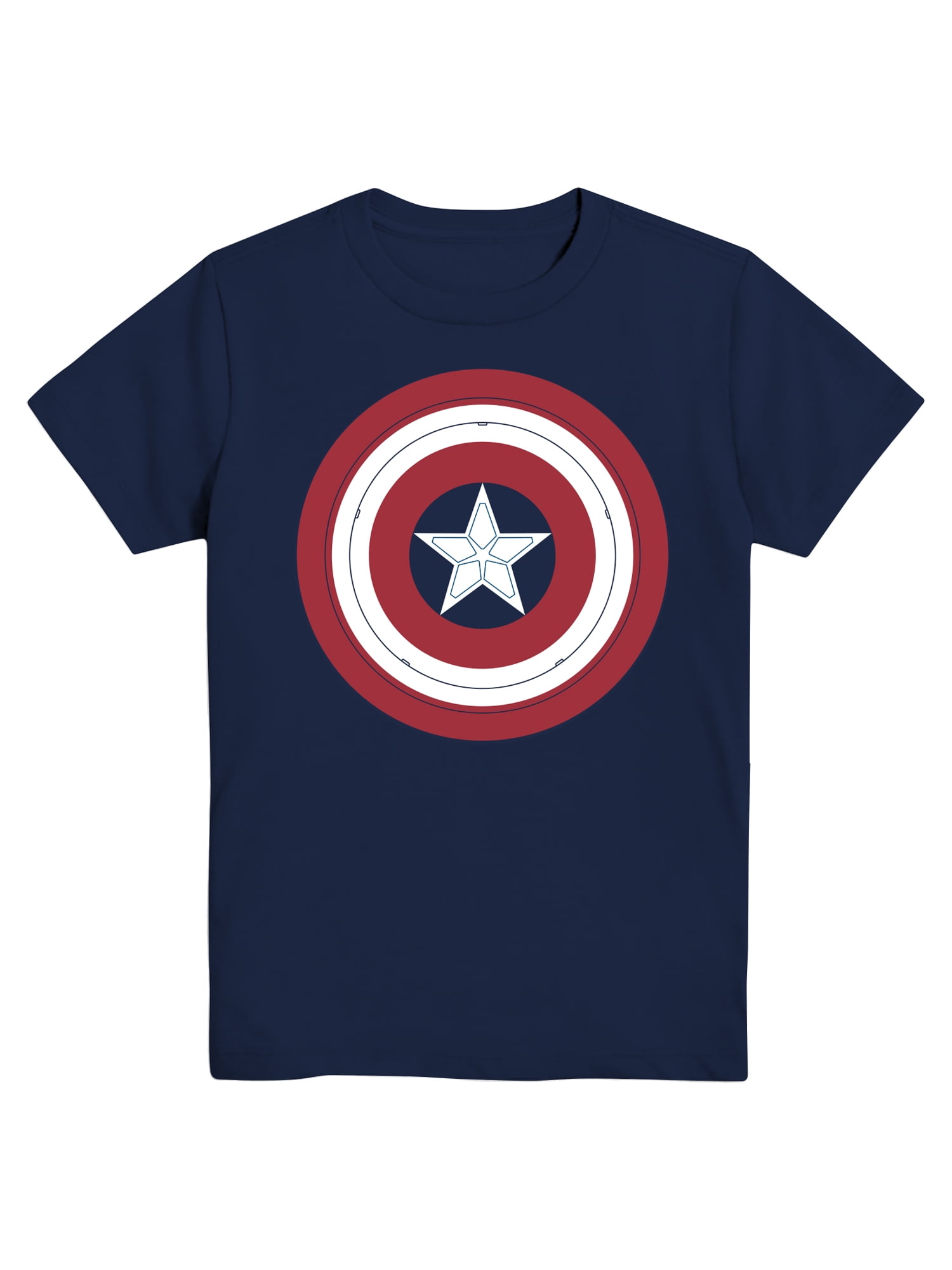 Captain America Logo Shield, Crew Neck, Short Sleeve, Graphic Tee, Sizes 4-18