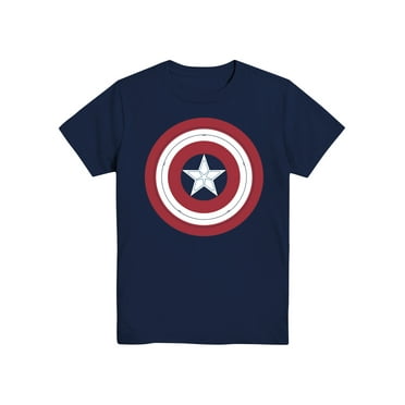 Captain America Logo Shield, Crew Neck, Short Sleeve, Graphic Tee, Sizes 4-18