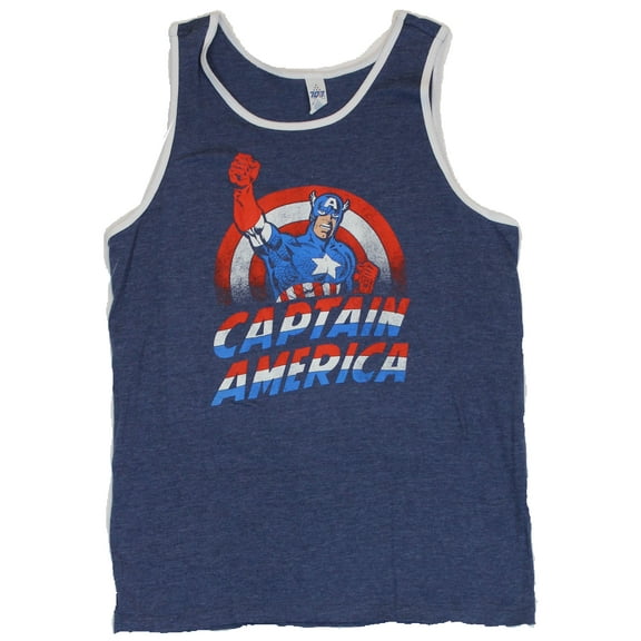 Captain America (Marvel Comics)  Mens T-Shirt  - Distressed Fist Up Logo (Medium)