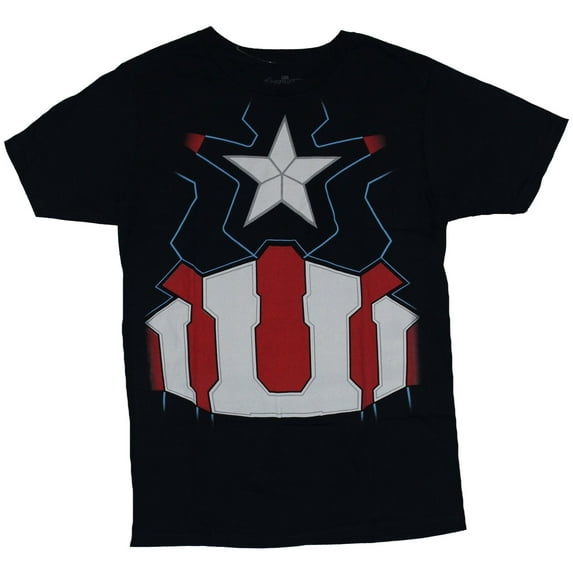 Captain America (Marvel Comics) Mens T-Shirt - First Avenger Style Costume front (Small)