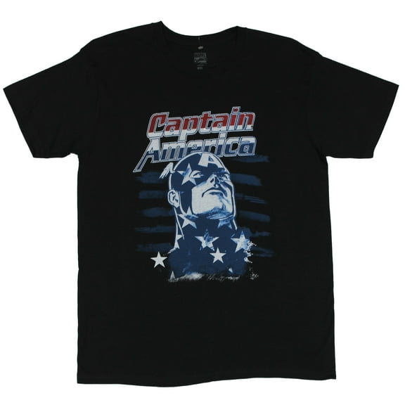 Captain America (Marvel Comics) Mens T-Shirt  - Flag Face Stars and Stripes Im (Small)