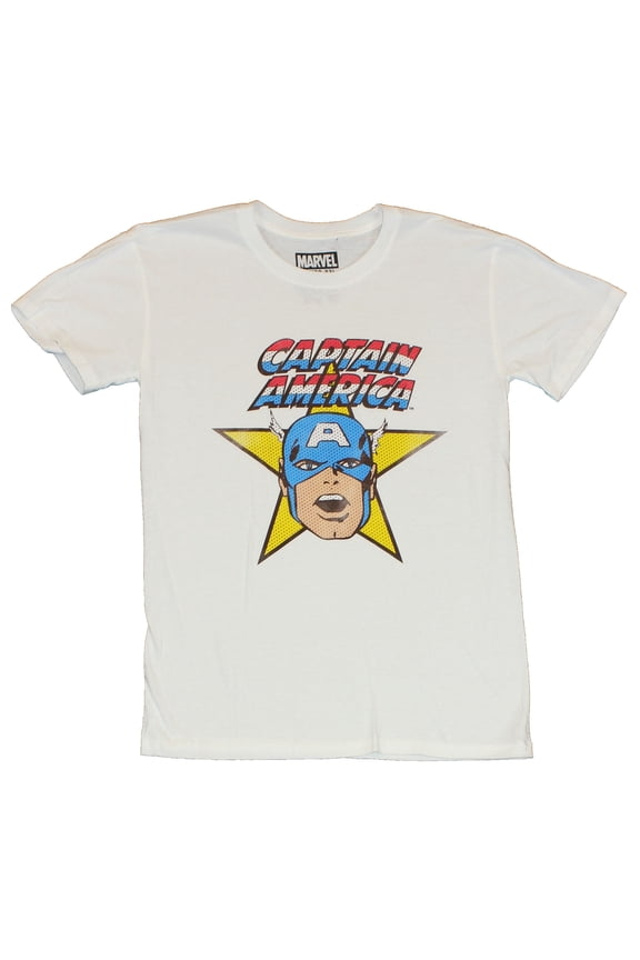 Captain America (Marvel Comics) Mens T-Shirt - Jack Kirby Star Face Image (Small)