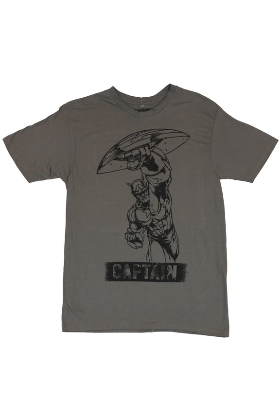 (Marvel Comics) Mens T-Shirt  - Shield Punching Sketch Image (Small)
