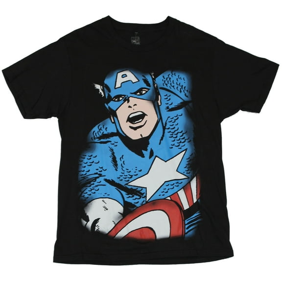 Captain America (Marvel Comics) Mens T-Shirt  - Stylized Giant Simple Cap Imag (Small)