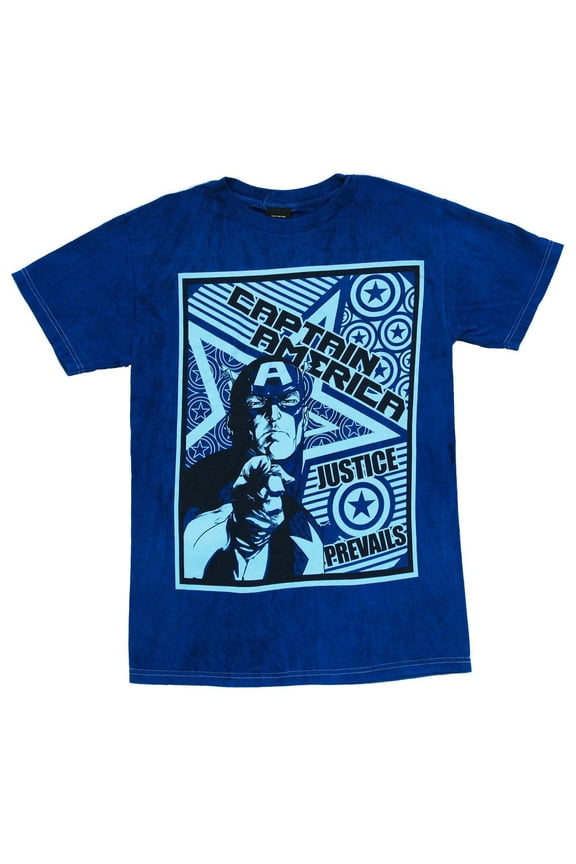 Captain America (Marvel) Mens T-Shirt -Justice Prevails Poster Style Image (2X-Large)