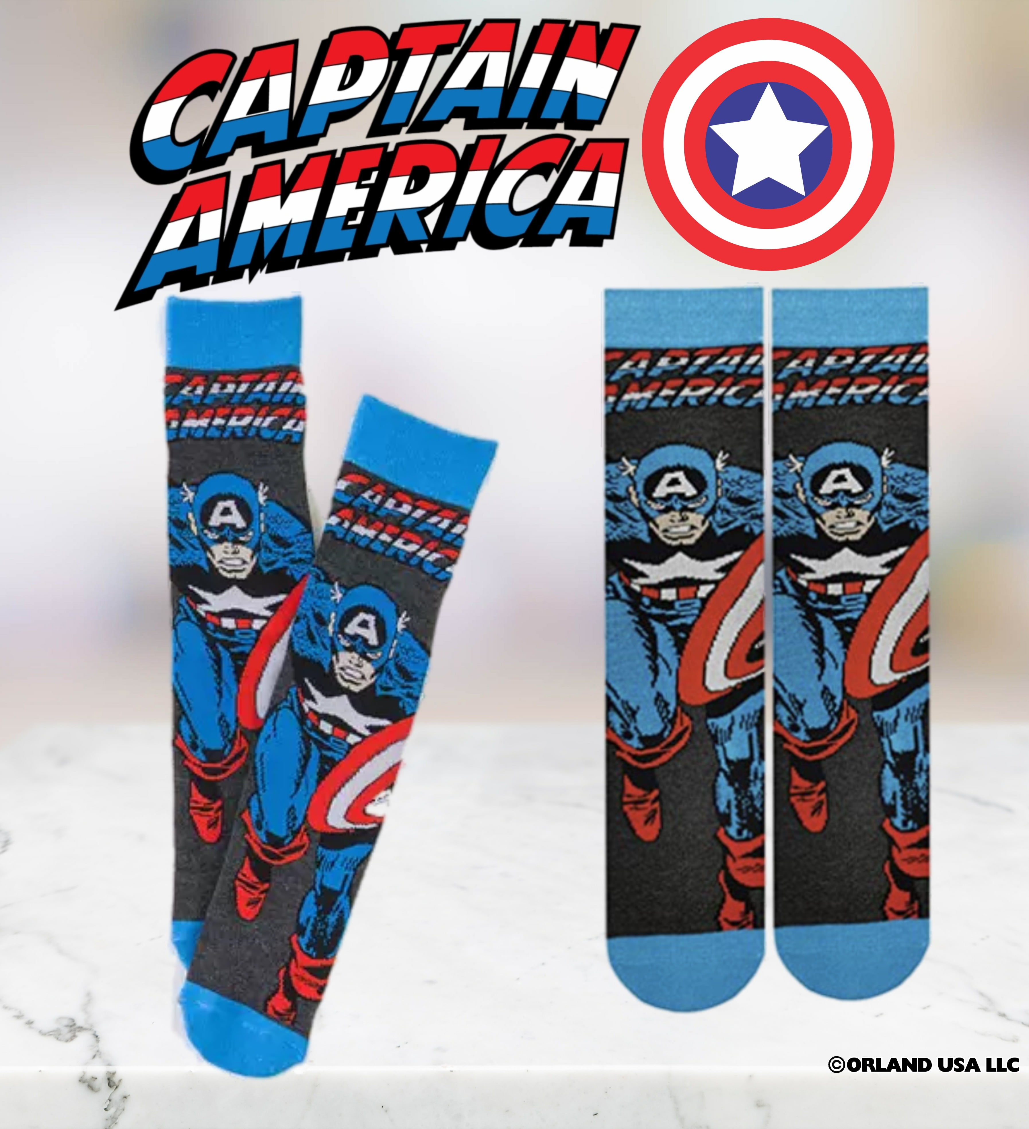 ORLAND USA Captain America Marvel Superhero Premium Cartoon Socks For Men & Women One Size Fit All