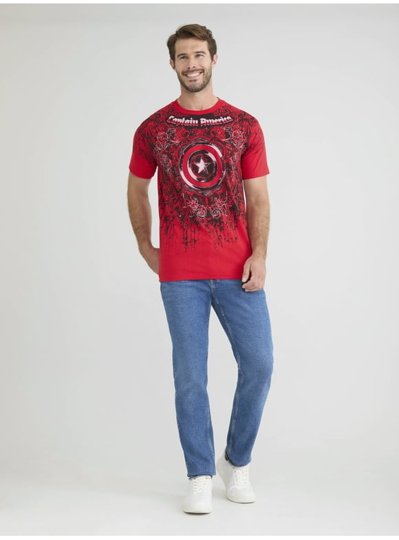 Captain America Men's Graphic Tee with Short Sleeves, Sizes S-3XL