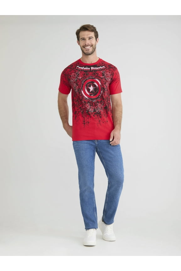 Captain America Men's Graphic Tee with Short Sleeves, Sizes S-3XL