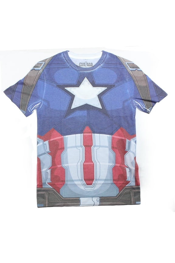 Captain America Mens T-Shirt - Civil War Style Sublimation Costume Front