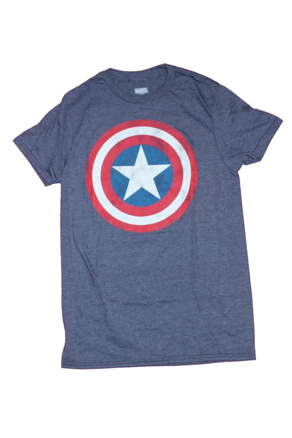Captain America Mens T-Shirt - Classic Distressed Shield Logo Image (X-Large)