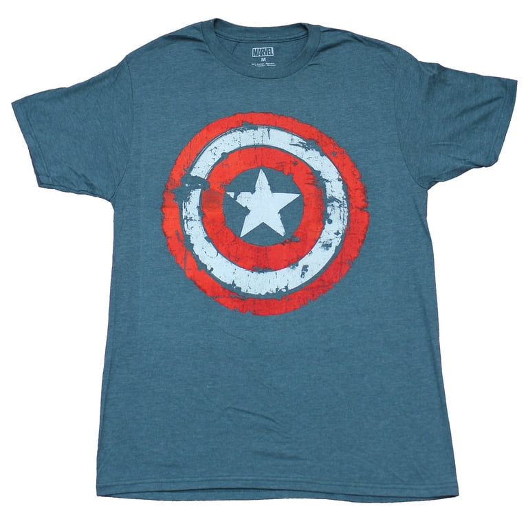 Captain America Shield Distressed T-Shirt Large Adult Captain America Shield Distressed T-Shirt Large Adult