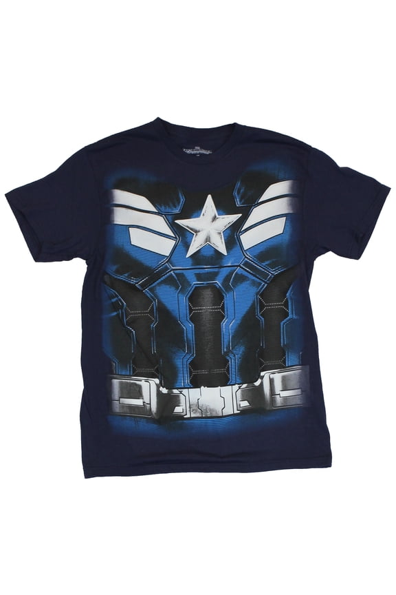 Captain America  Mens T-Shirt - First Avenger Movie Detailed Costume Front Image (Medium)