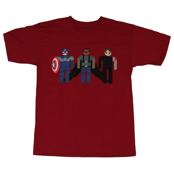 Captain America Mens T-Shirt- Simplified Cap Winter Soldier Falcon (Small)