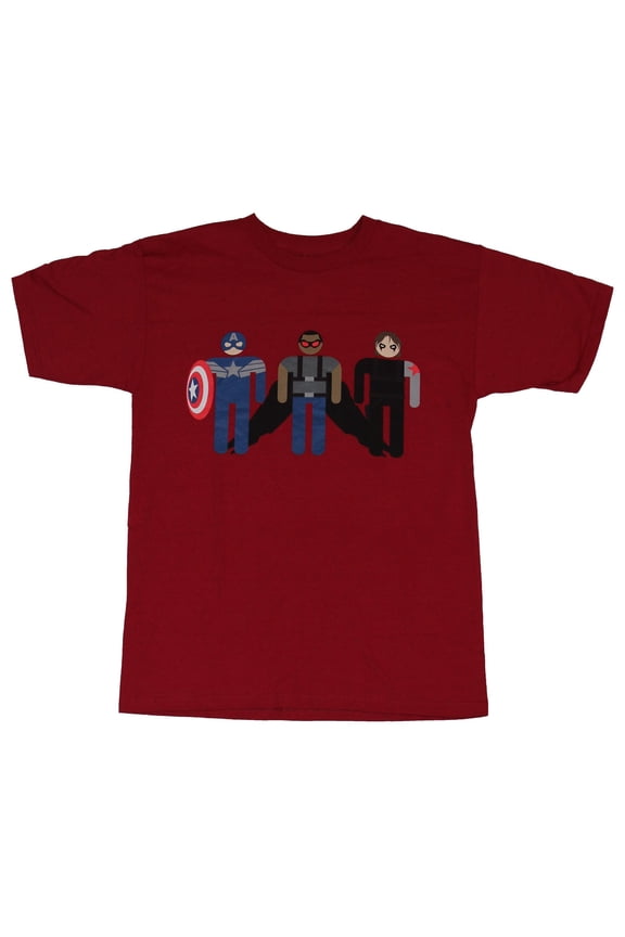 Captain America Mens T-Shirt- Simplified Cap Winter Soldier Falcon (Small)