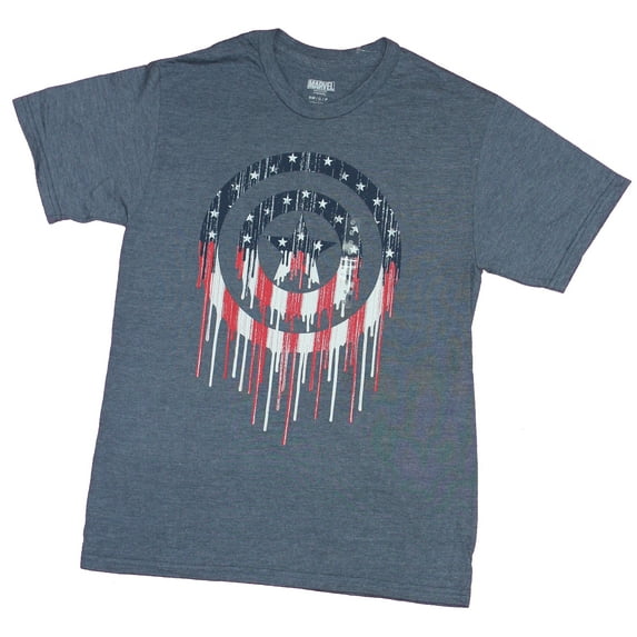 Captain America Mens T-Shirt - Star Filled Dripping Shield Logo (Small)