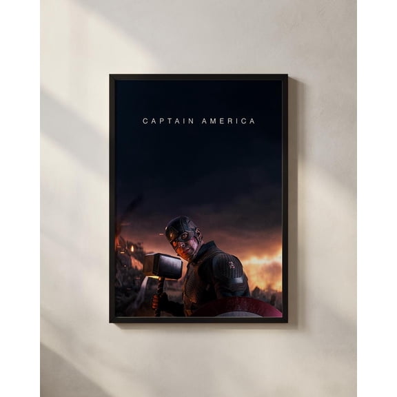 Captain America Movie Avengers Superhero Silhouette Graphic Wall Art Marvel Collector Gift, Unframed Poster