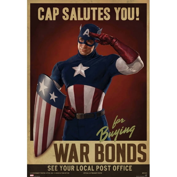 Captain America Movie Poster 24inx36in Poster 24x36 Multi-Color Square Adults Poster Time