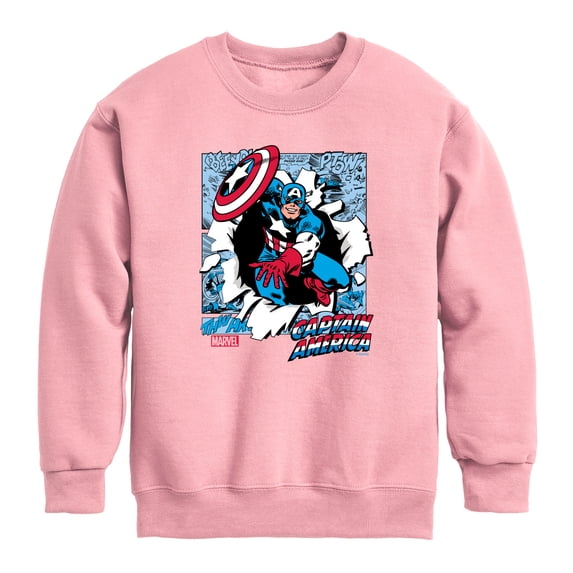 Captain America - Panels - Youth Boys Crew Fleece Sweatshirt