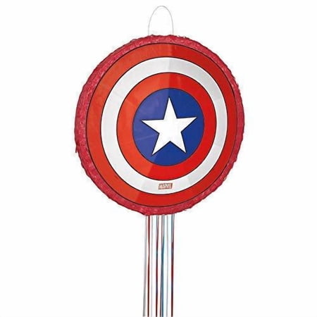 Captain America Shield Shaped Pull String Pinata 18IN, 1ct