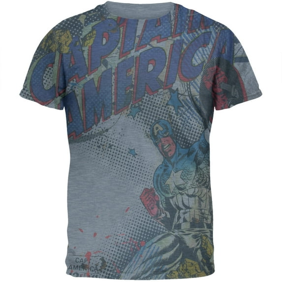 Captain America - Raised Shield All-Over Soft T-Shirt