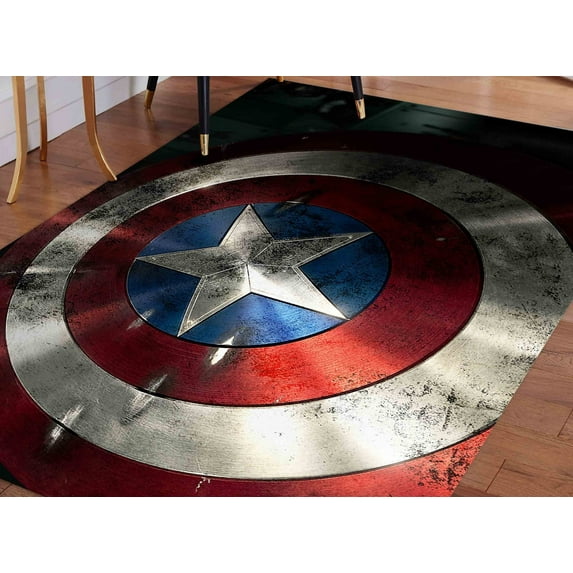 Captain America Rugs, Boy Room Rugs, Trendy Rug, Modern Rugs, Floor Rug, Non Slip Rug, Non-Slip Carpet Rugs, Gift For Him Rugs, Circle Rug, 2.6'x9.2' - 80x280 cm