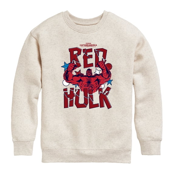 Captain America - Scribble Red Hulk - Youth Boys Crew Fleece Sweatshirt