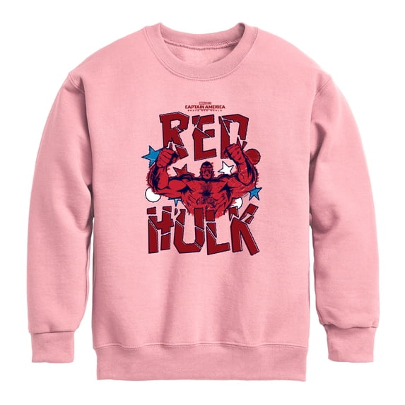 Captain America - Scribble Red Hulk - Youth Boys Crew Fleece Sweatshirt