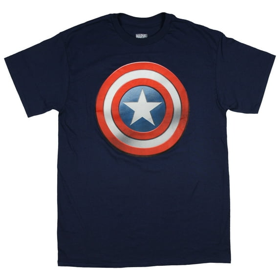 Captain America Shaded Shield Logo Men's T-shirt (Large)