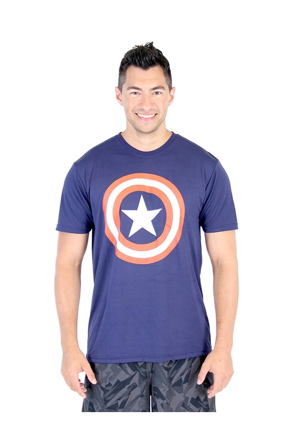 Captain America Shield Adult Navy Performance T-Shirt