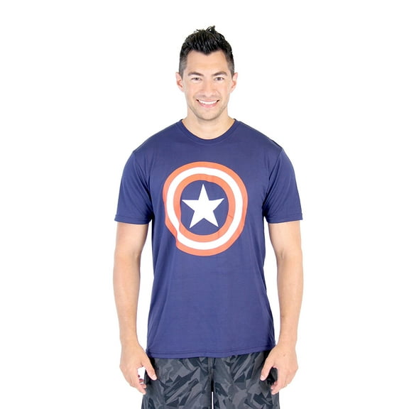 Captain America Shield Adult Navy Performance T-Shirt