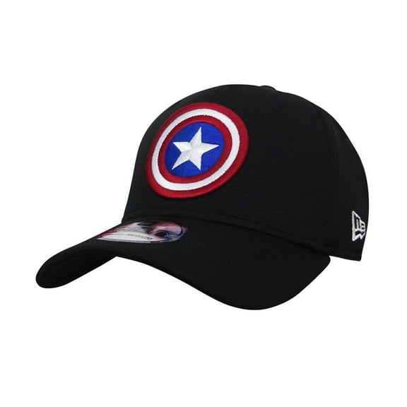 Captain America Shield Black 39Thirty Fitted Hat-Small/Medium