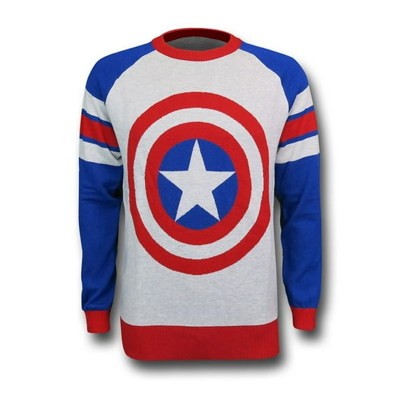 Captain America Shield Intarsia Men's Sweater-Men's 2XLarge
