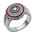 thumbnail image 1 of Captain America Shield Logo With Rhinestones Stainless Steel Band Ring Size 10, 1 of 1