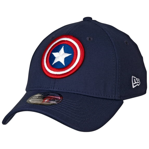 Captain America Shield Symbol Color Block New Era 39Thirty Fitted Hat-Large/XLarge