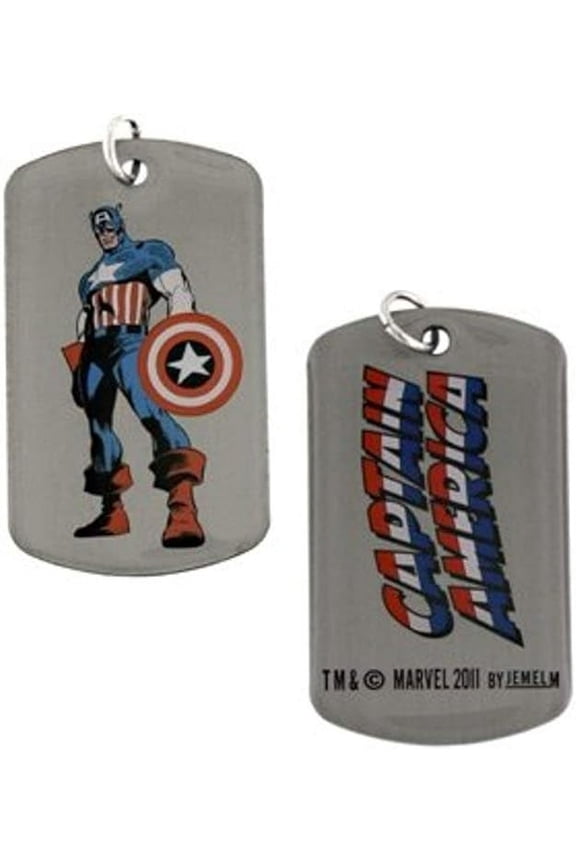 Captain America Standing Post with Shield Metal Dog Tag Necklace
