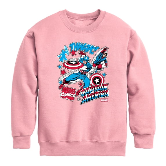 Captain America - Stickers - Youth Boys Crew Fleece Sweatshirt