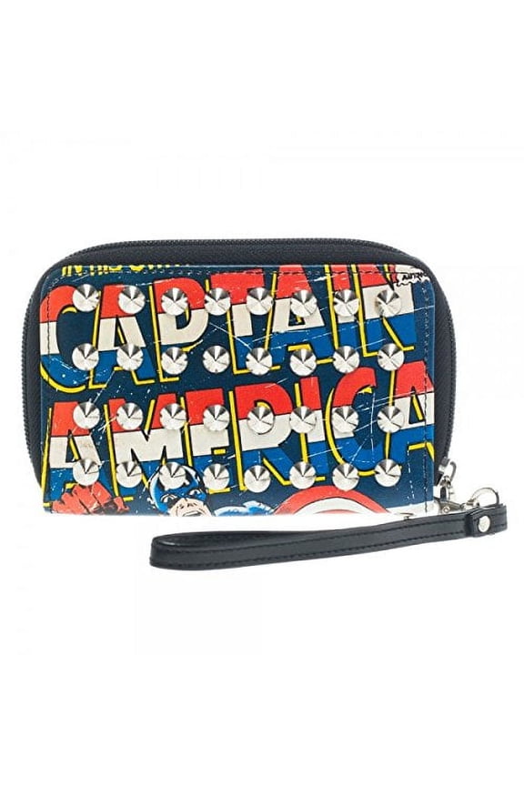 Captain America Studded Zip Around Wallet