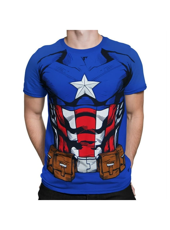 Captain America  Mens Captain America Suit-Up Costume T-Shirt, Medium