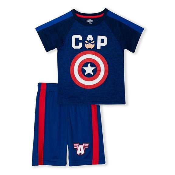 Captain America Toddler Boys' Poly Tee and Mesh Shorts Set