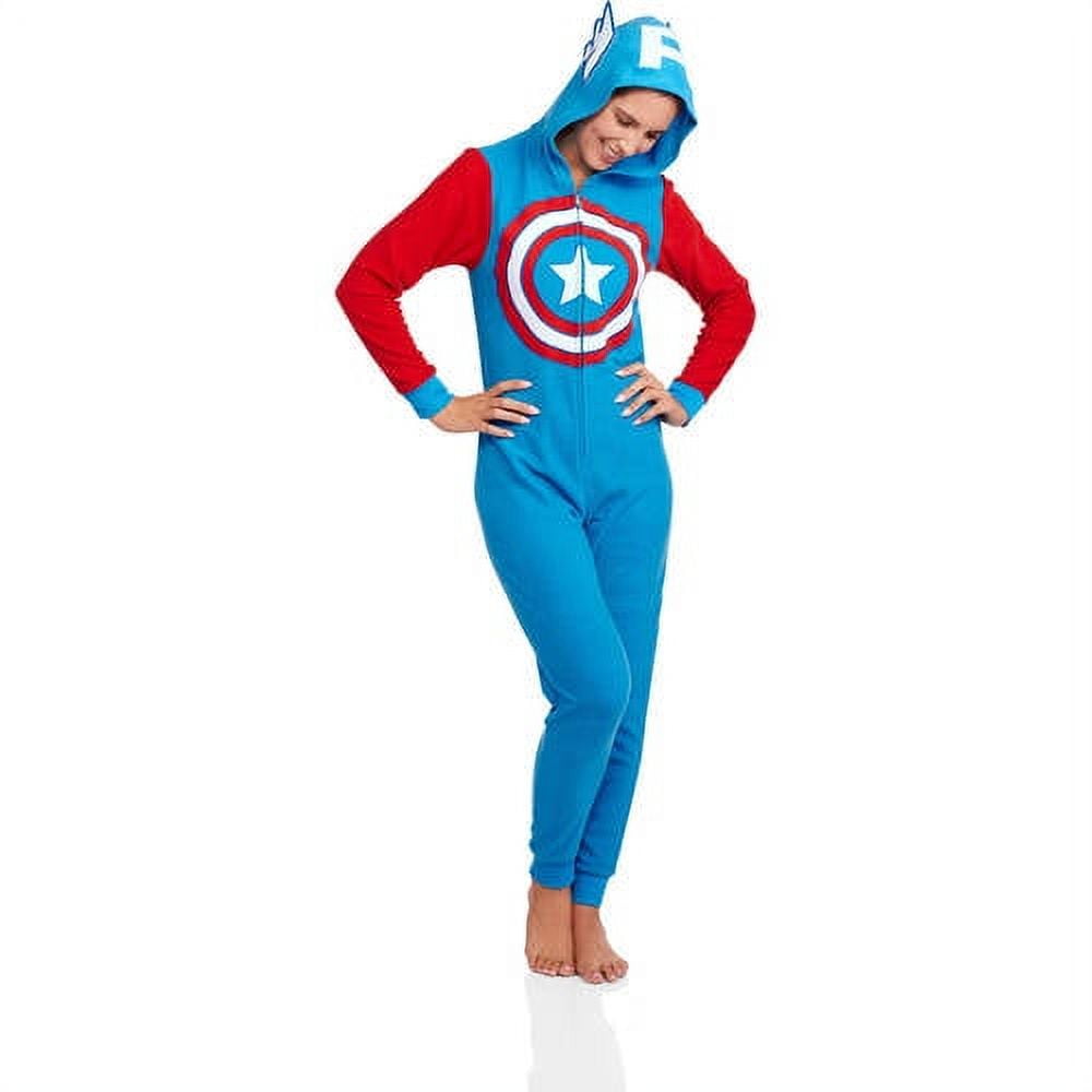Captain America Women s Licensed Sleepwear Adult Onesie Costume Union Suit Pajama
