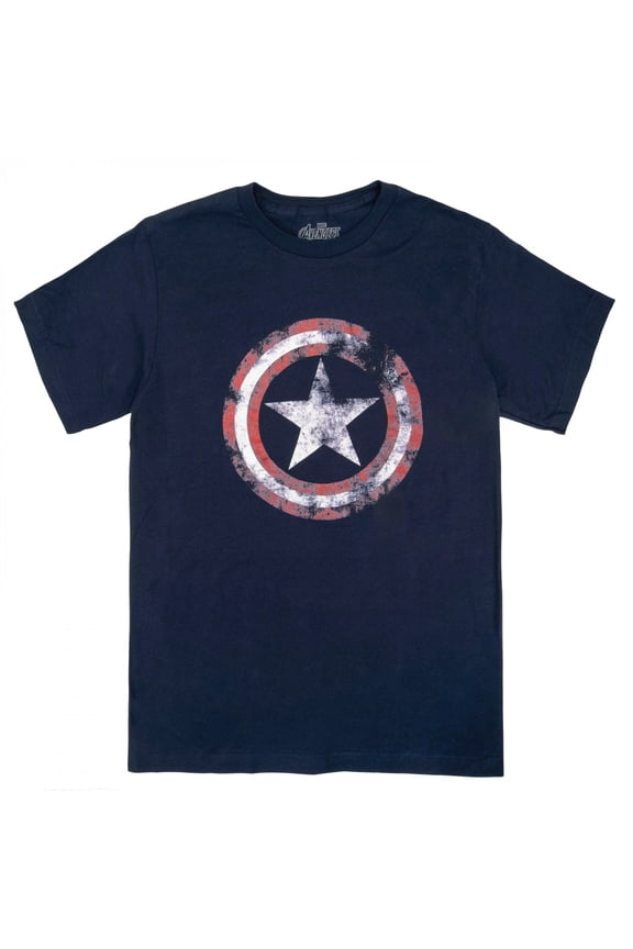 Distressed Shield Navy T-Shirt-3XLarge