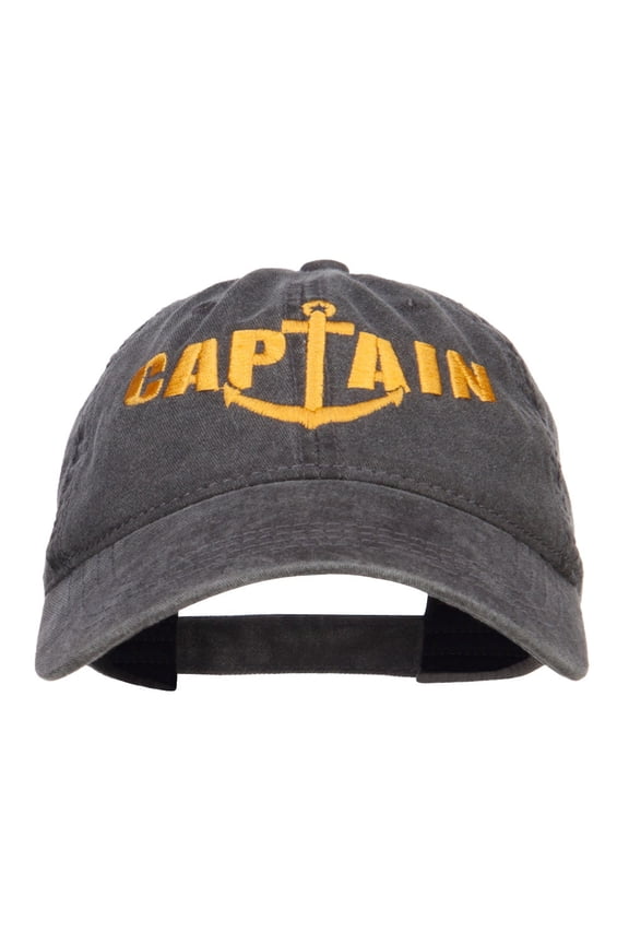 Captain Anchor Embroidered Washed Cap - Black OSFM