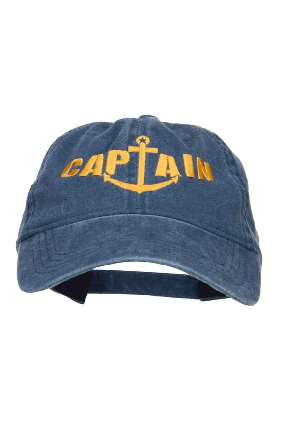 Captain Anchor Embroidered Washed Cap - Navy OSFM