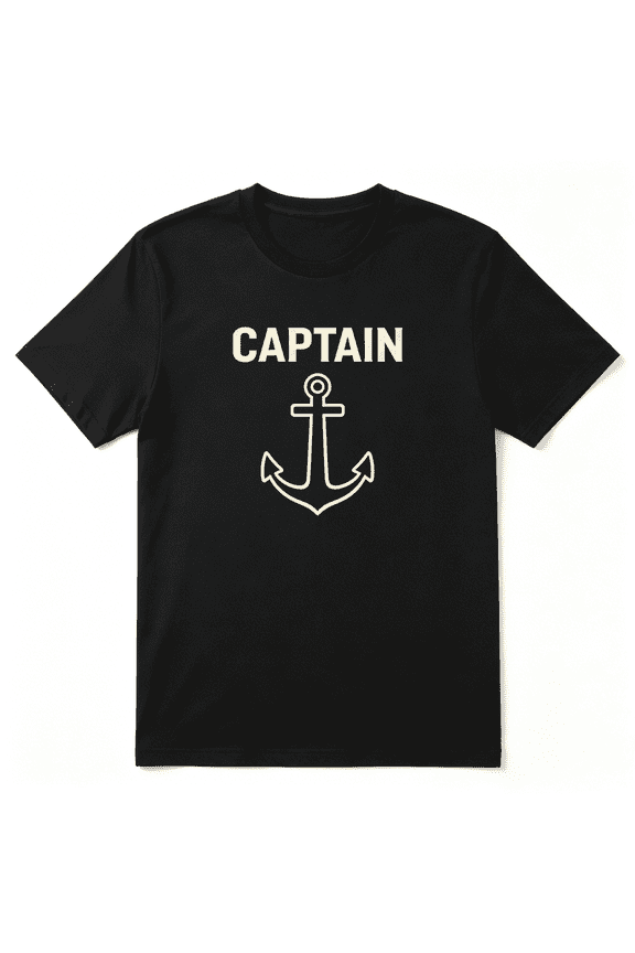 Captain Anchor Line Art Retro Graphic Tee For Men And Women, Marine Sailor Birthday Gift Cotton Short Sleeves T-Shirt