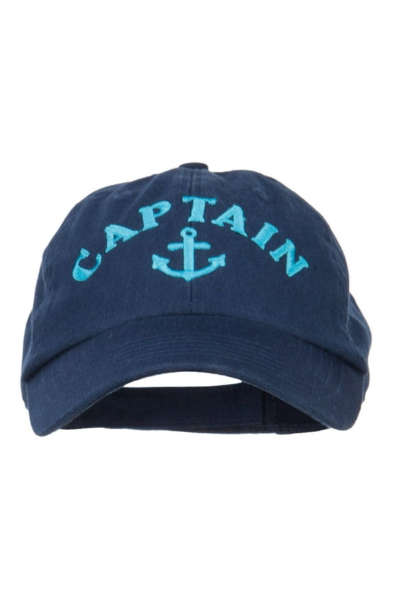 Captain Anchor Logo Embroidered Pet Spun Cap - Navy OSFM