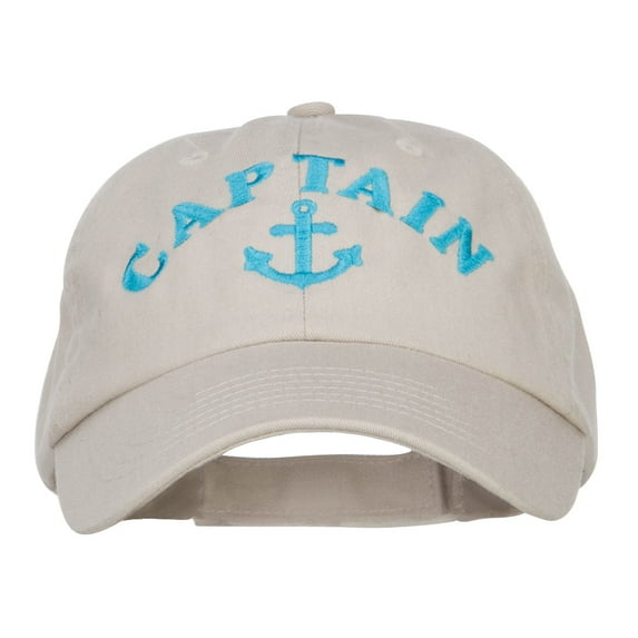 Captain Anchor Logo Embroidered Pet Spun Cap - Stone OSFM