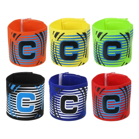 Captain Armband Adjustable Elastic Soccer Captain's Arm Band, 6 Colors, 6 Pack