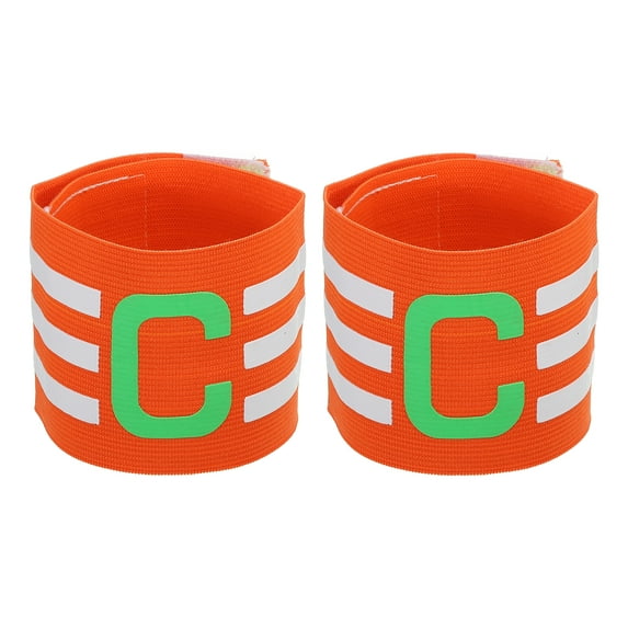 Captain Armband Adjustable Elastic Soccer Captain's Arm Band, Orange White, 2 Pack
