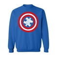 thumbnail image 1 of Captain Autism Red and Blue Hero Shield Crewneck Sweatshirt, L, Royal, 1 of 2