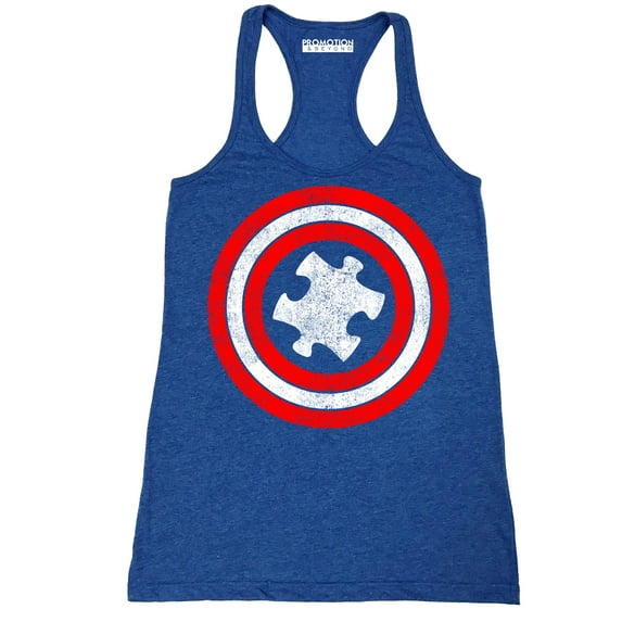 Captain Autism Red and Blue Hero Shield Women's Tank Top, 2XL, H. Royal